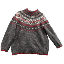 VTG Eddie Bauer Legend 100 Wool Nordic Sweater Womens M/L Tall 90s Boxy Winter