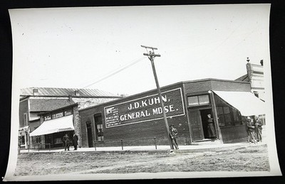 1907 J.D. Kuhn General Store Black & White Photo Oak & Front St Bonner Springs