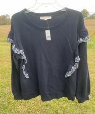 Loft By Ann Taylor Pullover Sweater With Ruffles, Size Medium With Tags