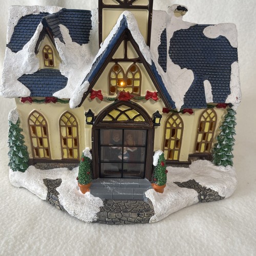 MOMENTS IN TIME Christmas Village Church, with LED Lights, Battery Operated - Picture 3 of 9