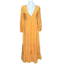 Urban Outfitter Maxi Dress BOHO Orange Cotton Size Extra Small Long Sleeve