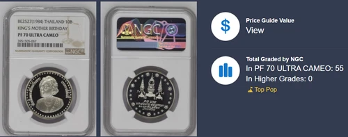 Thailand 1983 10B Thai Alphabet & Queen Mother PF70 UC NGC  Low Mint Rare