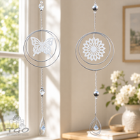 Formano Fensterdeko Kreis Mit Blume Schmetterling Silber - 2Er Set- 561459