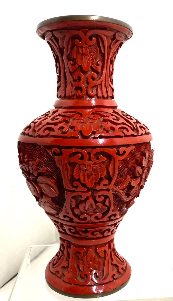 红色黄铜主中国古董花瓶| eBay