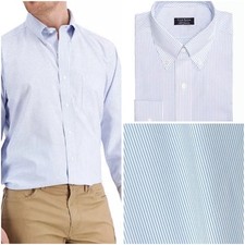 Club Room Small Regular Fit Blue White Stripe Short-Sleeve Dress Shirt 14.5 NEW