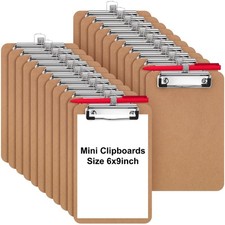 24 Pack Mini Clipboards Bulk with Pen Holder 6x9 Small A5 Memo Size Clipboard...