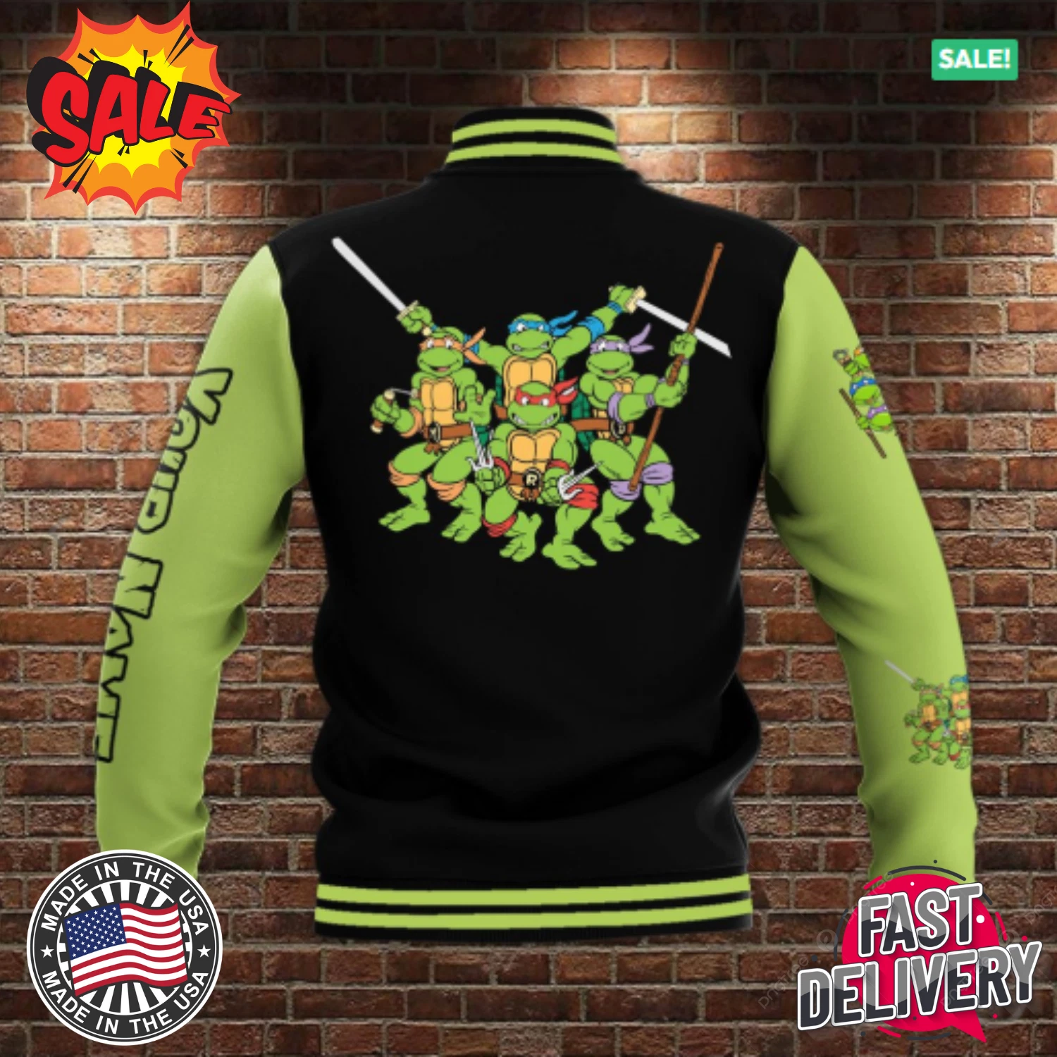 Teenage Mutant Ninja Turtles Custom Name varsity Baseball Jacket