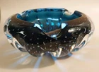 VTG MURANO Blue Art Glass Ashtray w/  Controlled Bubble Candy Dish Wonderful!!!