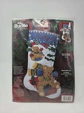 Bucilla 84953 Fun In The Snow Felt Stocking Kit Christmas Bear Stocking 18" NEW