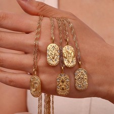 12 constellation necklaces, suitable for women and girls, vintage 18K gold