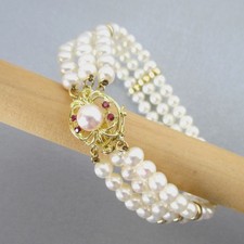 Fresh Water Pearl with 14K Ruby and Pearl Cla...