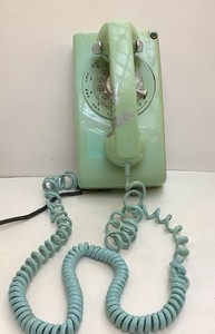 Western Electric 554 Rotary Dial Wall Telephone Green Blue Bell System Vintage