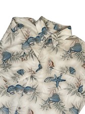 Campia Moda Hawaiian Shirt Mens Large L Rayon Seashell Tropical Coastal Beach SS