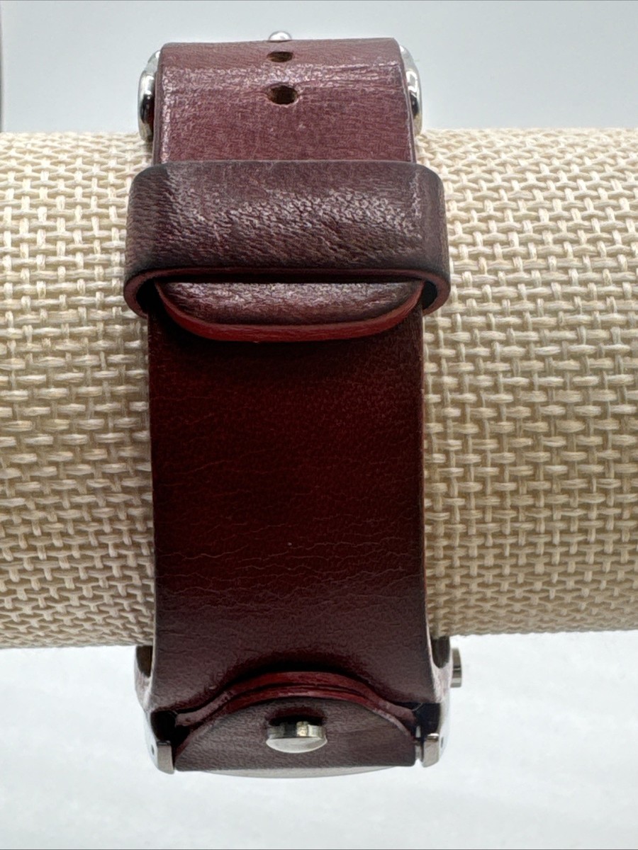 Nice Fossil Watch 35mm Date Stainless Case JR-8134 Red Leather Band New Battery Nice Fossil Watch 35mm Date Stainless Case JR-8134 Red  main image 2
