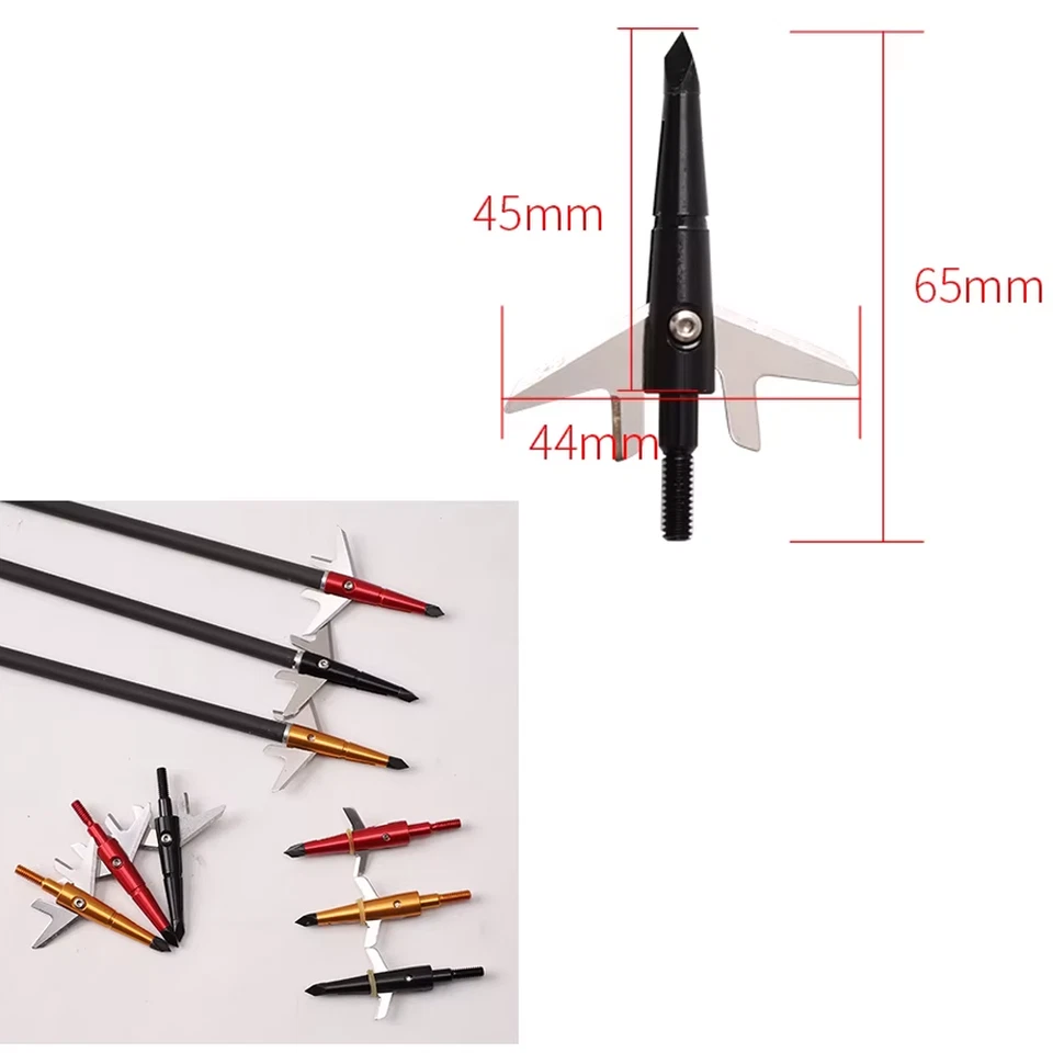 12/24x Tiro con Arco Cabezas Anchas 100 Granos 2" Diámetro Punta de Flecha de Caza Expandible 2 Hojas Foto 2 de 4