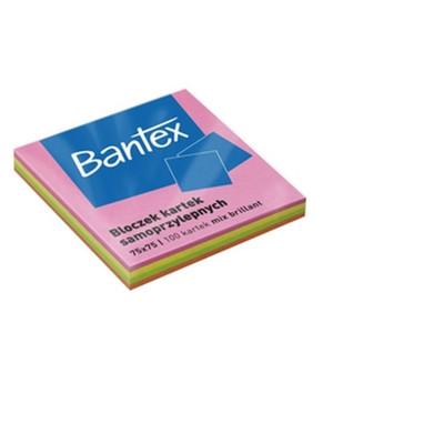 5905833005053 Bloczki samoprzylepne Bantex 75x75 mm, 100 kartek, mix kolorów BAN