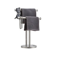 Hand Tower Holder Stand,Floor Standing T-Shaped Double-Layer Towel SUS304 Sta...