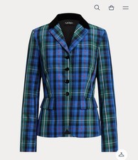 New women s Lauren Ralph Lauren Plaid Tafeta Prplum Jacke Blazer Size 6P