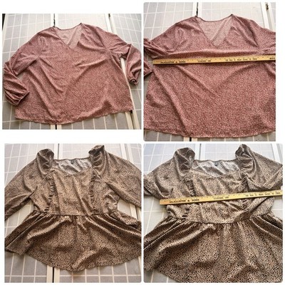 Bundle Of 2 Sz 4xl Cute Tops Blouses Pink & Leopard