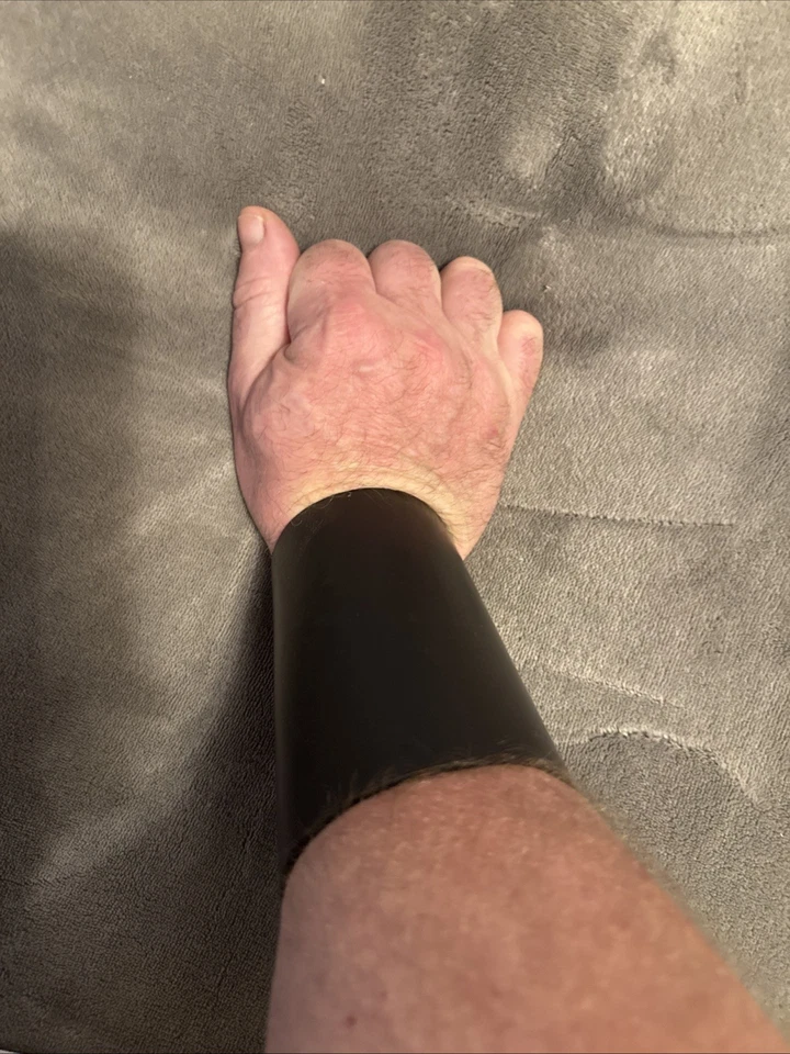 Black Leather Goth Rocker Ren-Fest Forearm Archery Brace Handmade Large Mens - Image 2 of 4