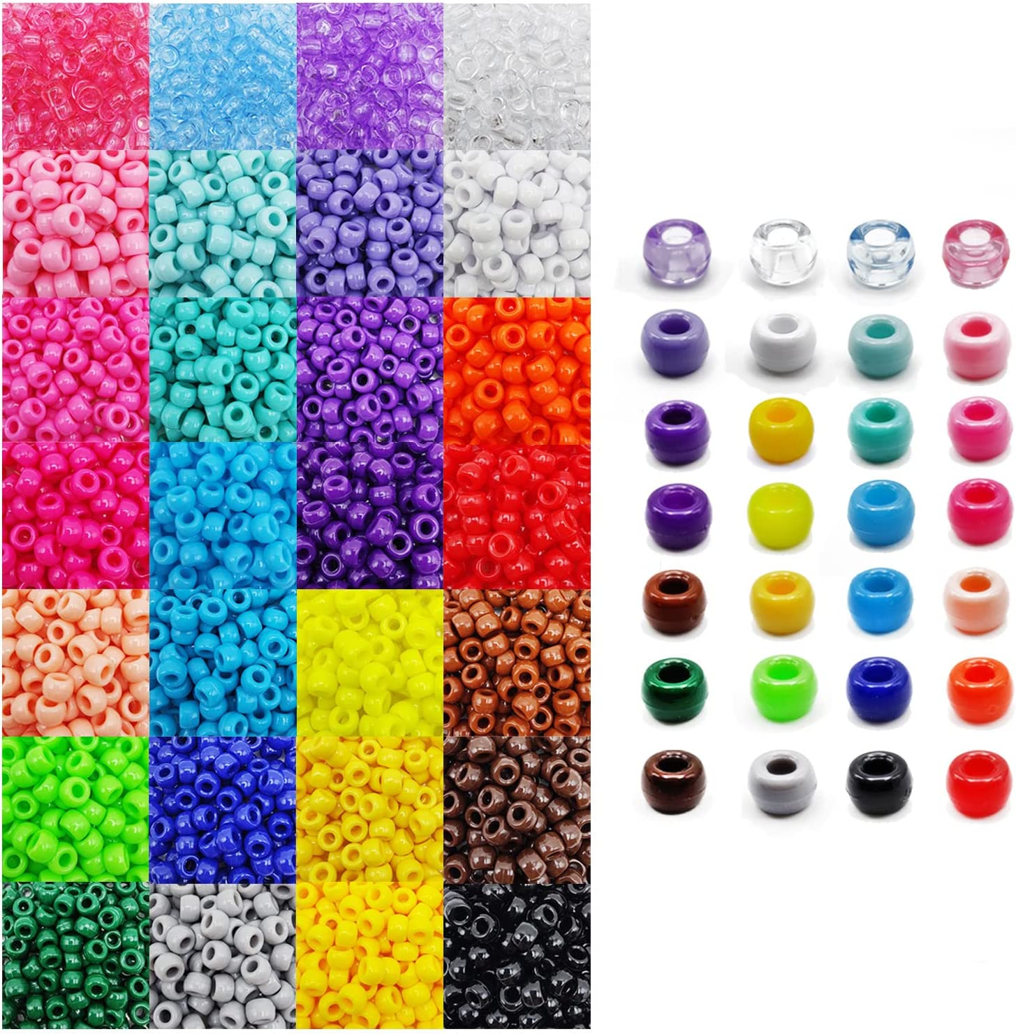 4200Pcs 28 Color Plastic Pony Beads for DIY Bracelets and Hair Accessories