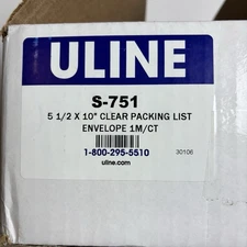 Uline S-751 Clear Packing List Envelope (PLE) Sleeves Pouches 5.5" x 10" (1000)
