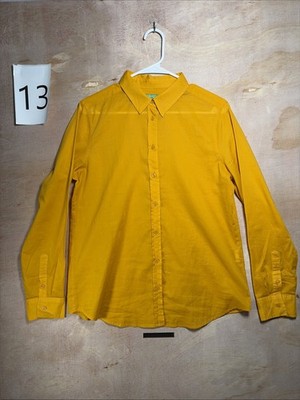 United Colors of Benetton Mustard Yellow Long Sleeve Collared Button Up Shirt M