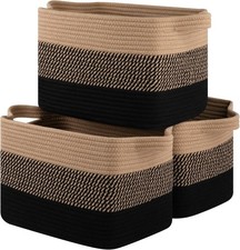 Storage Basket for Organizing, Woven Baskets for 13"x9.85"x8.7" Black  Brown
