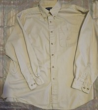 IZOD Classic Beige W/Logo Button-Down Shirt Size Mens XL Long Sleeve Lot: 00222