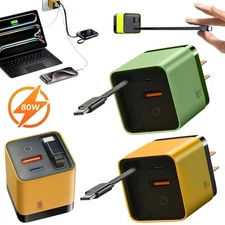 Retractable Type-C Cable With 3 In 1 GaN Charger Scalable 80w Max Fast Charger
