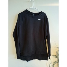 Nike Dri-FIT Women Black Crewneck Sweatshirt High-Low Hem RN56323 Small