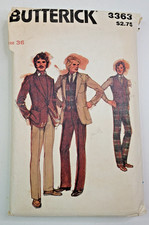 VTG 80s Butterick Sew Pattern 3363 Mens Jacket Vest Pants Chest 36 CUT READ 