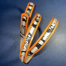 Deena & Ozzy Women’s Leather Belt Snakeskin Inlay Orange Trim Size M Medium
