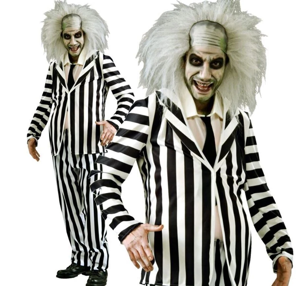 Costume Pour Homme Beetlejuice Classique D'Halloween Tenue De Tim Burton - Photo 1/1