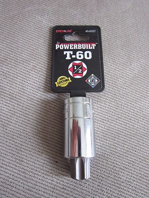 PowerBuilt - T60 [1/2'' Drive] Torx Star Bit Socket (Part # 648087) *NEW* (T-60)