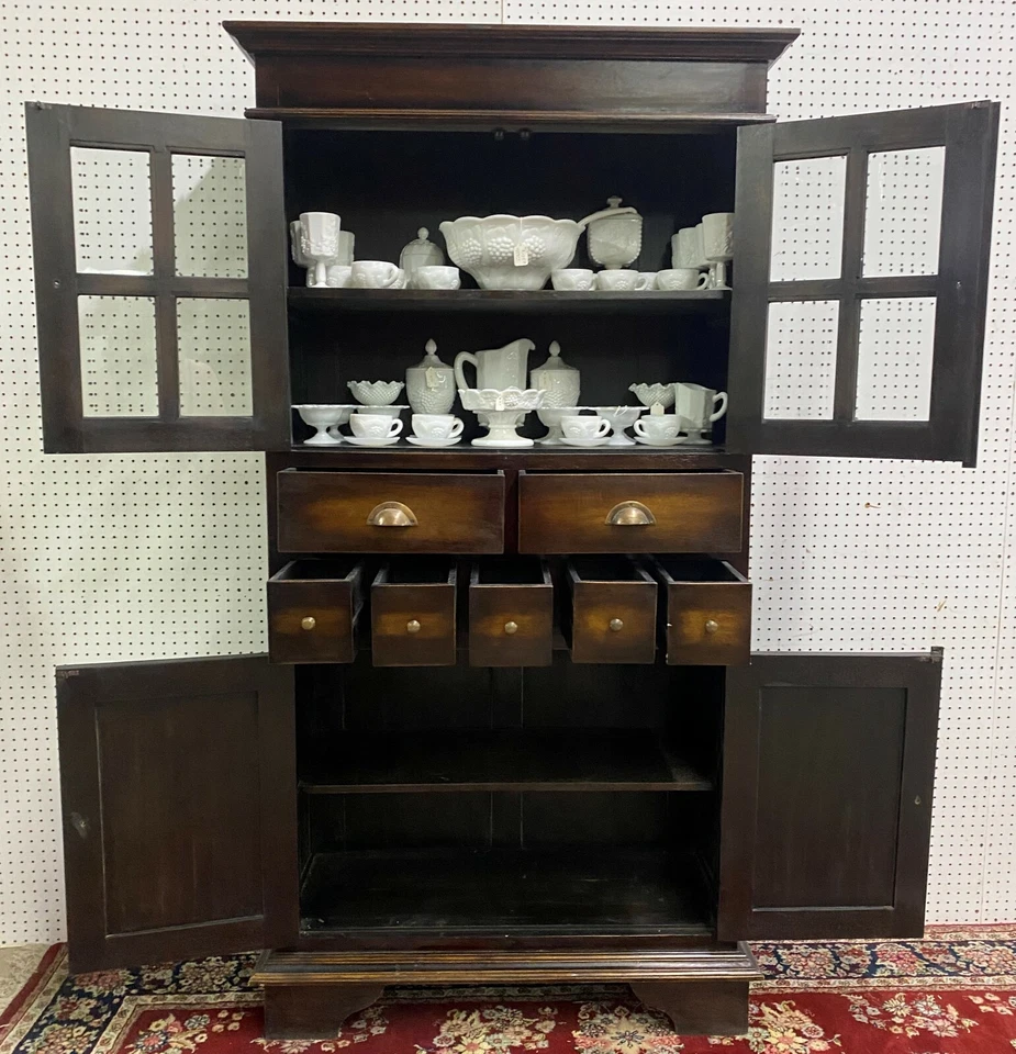 Librería de madera maciza de vidrio biselado francés estilo antiguo Foto 4 de 4