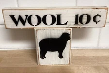 Rustic Primitive Farmhouse Sheep Decor Wool 10 Cents Sign Country Home Décor 2pc