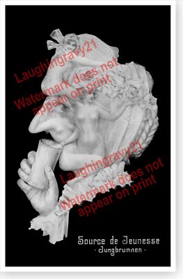Old Woman Fantasy Nudes Metamorphic Source Of Youth Optical Illusion Poster