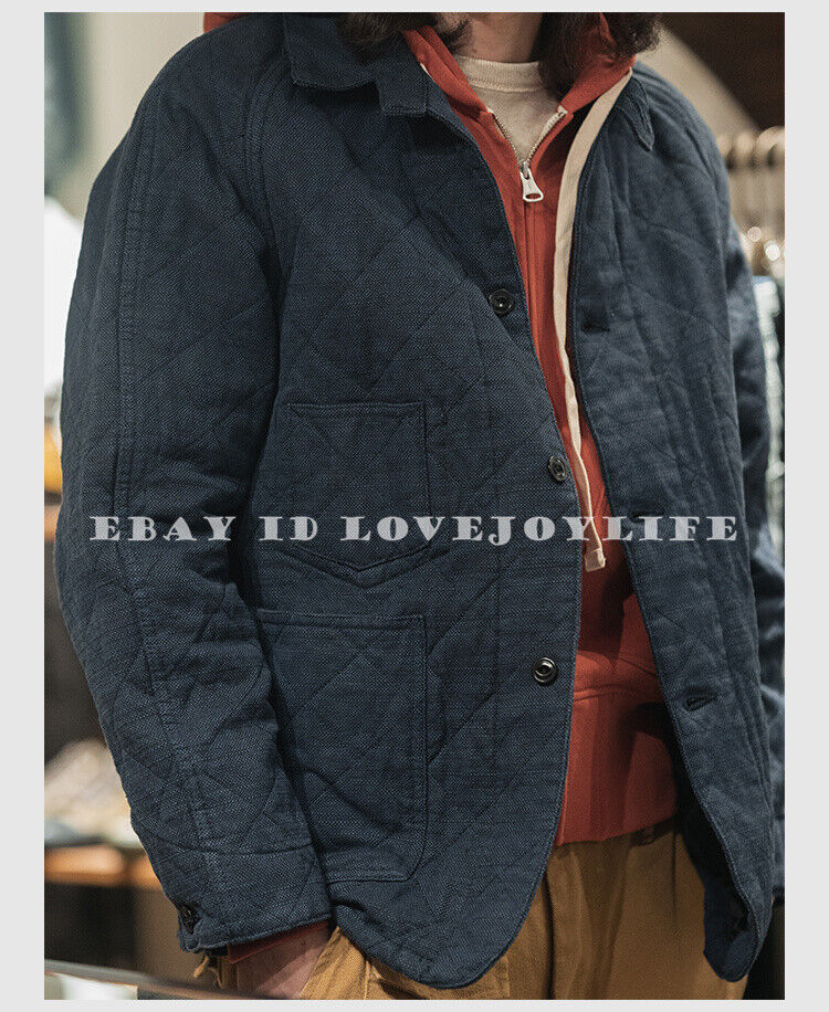 Non Stock Men's Wool Blend Coat Tweed Work Jacket Retro Workwear Spring ...