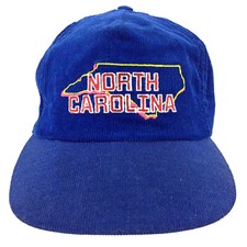Vtg North Carolina State Cap Spell Out Corduroy Snap Back Trucker Baseball Hat