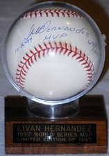 LIVAN HERNANDEZ MARLINS HAND SIGNED AUTOGRAPHED OFFCIAL WORLD SERIES BASEBALL!