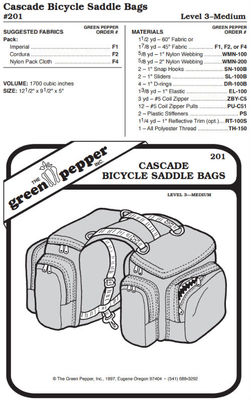 Cascade Bicycle Saddle Bags #201 Sewing Pattern (Pattern Only) gp201