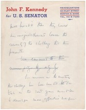 Kennedy, John F. - Handwritten manuscript “...develop more effective weapons