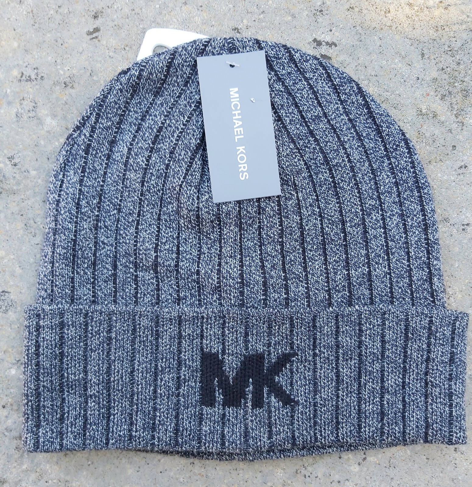 Genuine MICHAEL KORS LARGE Dark Grey Marl Cuff BEANIE *VERY COMFY* Adult Tags