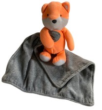 Carter's Orange Red Fox Gray Lovey 10" Security Blanket Rattle Plush 2014