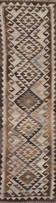 Reversible Wool Kilim 10 ft. Runner Rug 3x10 Flatweave Carpet