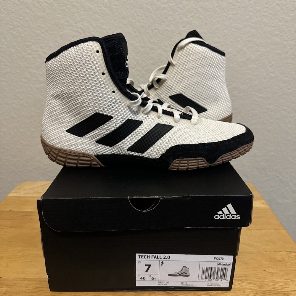 Size 7 -Adidas | FV2470 | Tech Fall 2.0 | White/Black Wrestling Shoes New In Box