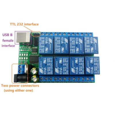 UD23A08 USB TTL232 UART PC MCU COM CH340 WIN10 Linux MAC 8ch DC 5V 12V 24V
