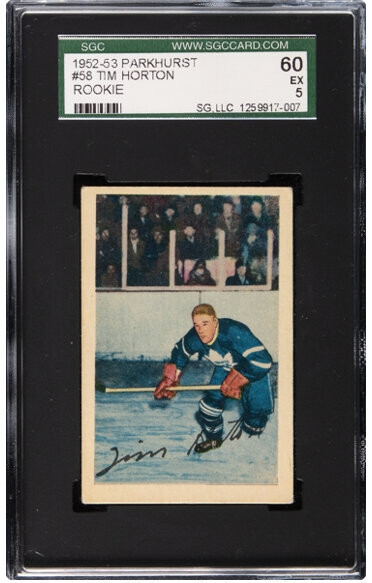 1952-53 Parkhurst #58 Tim Horton Rookie Graded SGC 5 EX (SGC 60) Maple Leafs!