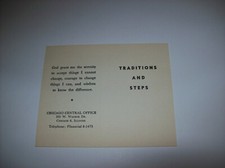 Alcoholics Anonymous AA Traditions and Steps, Chicago, Vintage 1940s Wallet Card